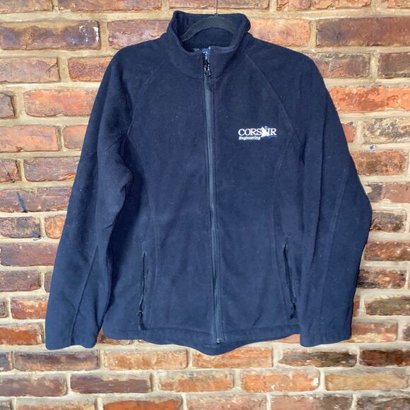 Lands' End Black Fleece Full Zip Jacket Women's Size Large 14-16 - Picture 1 of 6